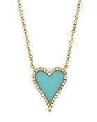 Moon & Meadow 14k Yellow Gold Turquoise & Diamond Heart Pendant Necklace, 18 - 100% Exclusive