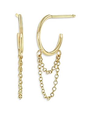 Zoe Chicco 14k Yellow Gold Chain Drop Huggie Hoop Earrings