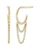Zoe Chicco 14k Yellow Gold Chain Drop Huggie Hoop Earrings