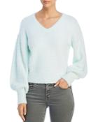 Marled Blouson-sleeve Eyelash Sweater