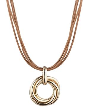 Ralph Lauren Knot Pendant Leather Necklace, 16