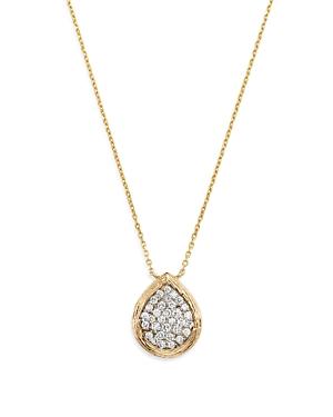 Bloomingdale's Pave Diamond Teardrop Pendant Necklace In Textured 14k Yellow Gold, 0.50 Ct. T.w. - 100% Exclusive