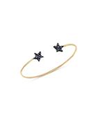 Shebee 14k Yellow Gold Blue Sapphire Open Star Cuff Bracelet