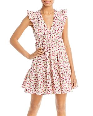 Aqua Floral V-neck Tiered Mini Dress - 100% Exclusive