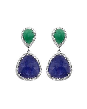 Amrapali Jewels Emerald, Tanzanite & Diamond Drop Earrings In 18k Yellow Gold
