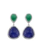 Amrapali Jewels Emerald, Tanzanite & Diamond Drop Earrings In 18k Yellow Gold