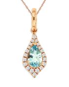 Bloomingdale's Aquamarine & Diamond Pear Shaped Pendant Necklace In 14k Rose Gold, 18 - 100% Exclusive