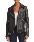 Aqua Oversized Leather Moto Jacket - 100% Exclusive
