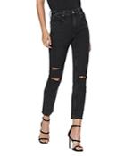 Paige Sarah Ripped Slim Leg Jeans In Black Ace Destructed