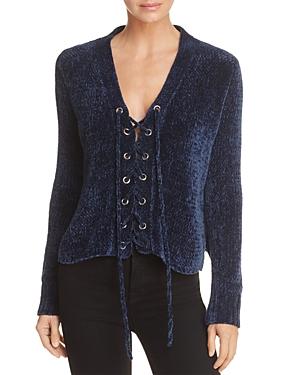 Lost And Wonder Maya Lace-up Chenille Sweater