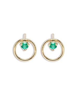 Zoe Chicco 14k Yellow Gold Emerald Circle Drop Earrings