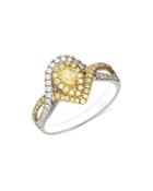 Bloomingdale's White & Yellow Pear Diamond Ring In White & Yellow 14k Gold - 100% Exclusive