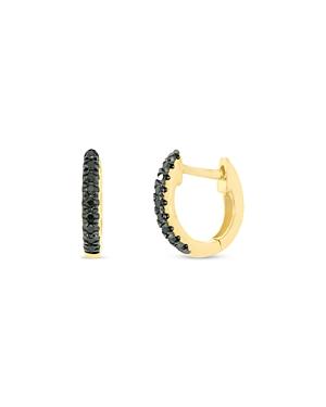 Moon & Meadow 14k Yellow Gold Kate Black Diamond Huggie Hoop Earrings