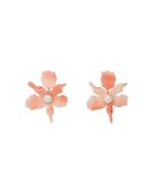 Lele Sadoughi Pave Small Pink Lily Drop Earrings In 14k Gold Plate