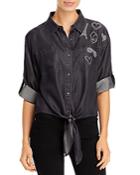 Karl Lagerfeld Paris Embellished Denim Shirt