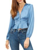 1.state V Neck Button Front Blouse