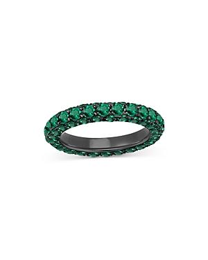 Graziela Gems 18k White Gold & Dark Rhodium Emerald Three Sided Band