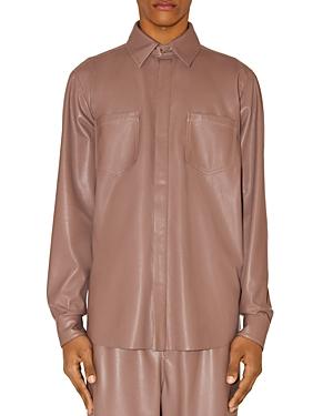 Nanushka Declan Vegan Leather Regular Fit Shirt