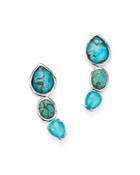 Ippolita Sterling Silver Rock Candy Triple Turqouise Doublet Ear Climbers