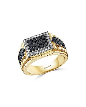 Bloomingdale's Men's Black & White Diamond Ring In 14k White & Yellow Gold - 100% Exclusive