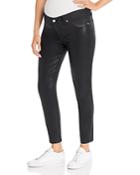 7 For All Mankind Ankle Skinny Maternity Jeans In B(air) Black Coated