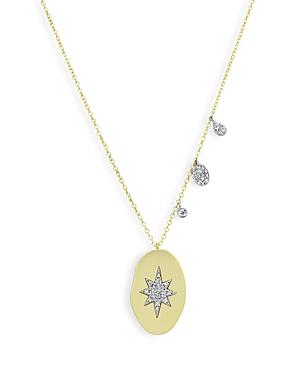Meira T 14k Yellow Gold Diamond Starburst Disc Necklace, 18