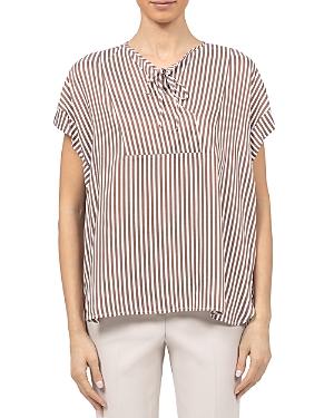 Peserico Striped Tie Neck Top