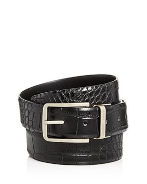 Armani Men's Croc-embossed Reversible Leather Belt