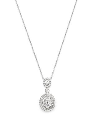 Bloomingdale's Cluster Diamond Halo Pendant Necklace In 14k White Gold, 1.0 Ct. T.w. - 100% Exclusive