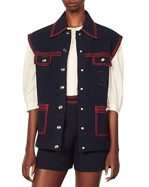 Sandro Clovis Jean Cardigan In Blue Jean