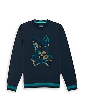 Psycho Bunny Howgate Cotton Camo Tufted Chenille Logo Regular Fit Crewneck Sweatshirt