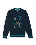 Psycho Bunny Howgate Cotton Camo Tufted Chenille Logo Regular Fit Crewneck Sweatshirt