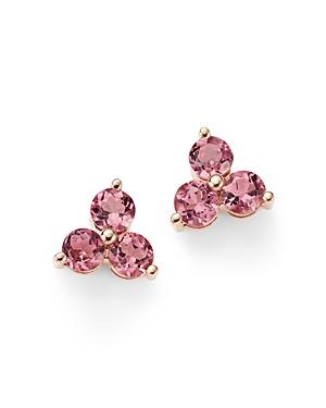 Bloomingdale's Pink Tourmaline Three Stone Stud Earrings In 14k Rose Gold - 100% Exclusive