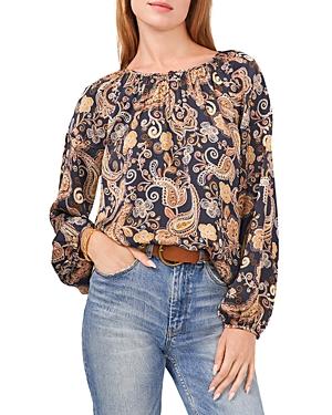 Vince Camuto Glasgow Paisley Keyhole Peasant Top