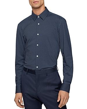 Boss Geometric Print Stretch Slim Fit Dress Shirt