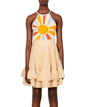 Sandro Soleil Crochet Ruffled Dress