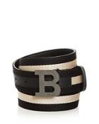 Bally Men's B Buckle Leather & Canvas Reversible Belt