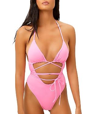 Frankies Bikinis Gemma Halter Wrap-around Tie One Piece Swimsuit
