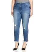 Seven7 Jeans Plus Piped-trim Raw-hem Ankle Jeans In Reeves