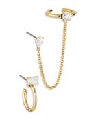 Ajoa By Nadri Totem Mismatched Hoop And Stud With Ear Cuff Earrings