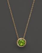 Peridot Bezel Set Pendant Necklace In 14k Yellow Gold, 17 - 100% Exclusive