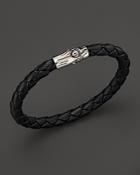 John Hardy Men's Bamboo Silver Black Woven Leather Bracelet