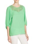 Chaus Three-quarter Sleeve Eyelet Top - Compare At $79