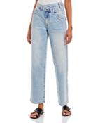 Pistola Bobbie Asymmetric Straight Jeans In Light Blue