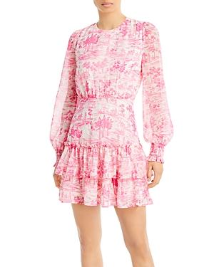 Aqua Toile Printed Ruffled Mini Dress - 100% Exclusive