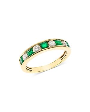 Bloomingdale's Emerald & Diamond Channel Band In 14k Yellow Gold - 100% Exclusive