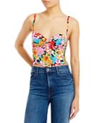 For Love & Lemons Mallory Floral Print Cropped Top
