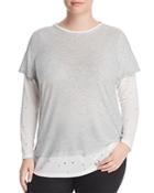 Vince Camuto Plus Distressed Mixed-media Layered Effect Top