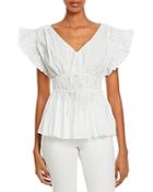 Rebecca Taylor Pleated Sleeve Top