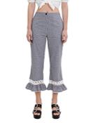 Maje Pitchy Cotton Gingham Ruffled Pants